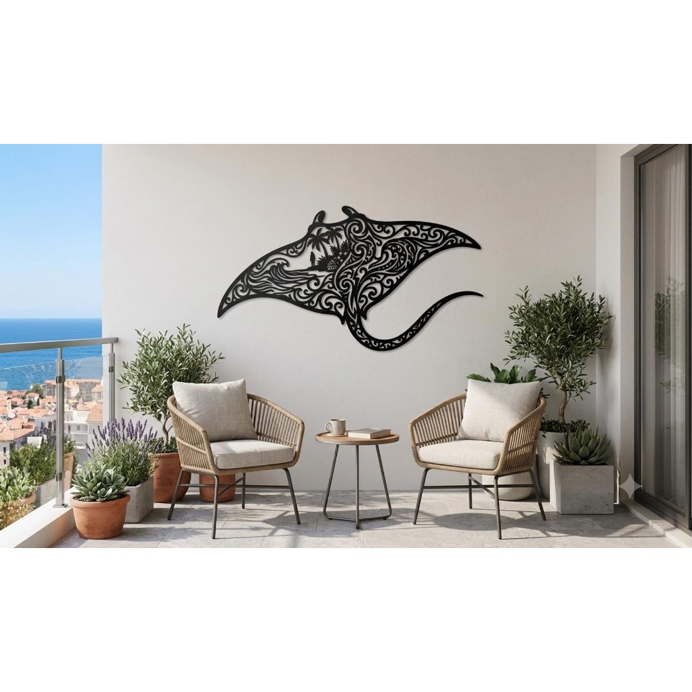 Home Decor Brand - Brand Tribal Manta Ray Metal Wall