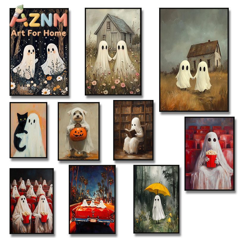 Dark Academia Two Ghosts in A  - Home Decor Gothic 评论和价格