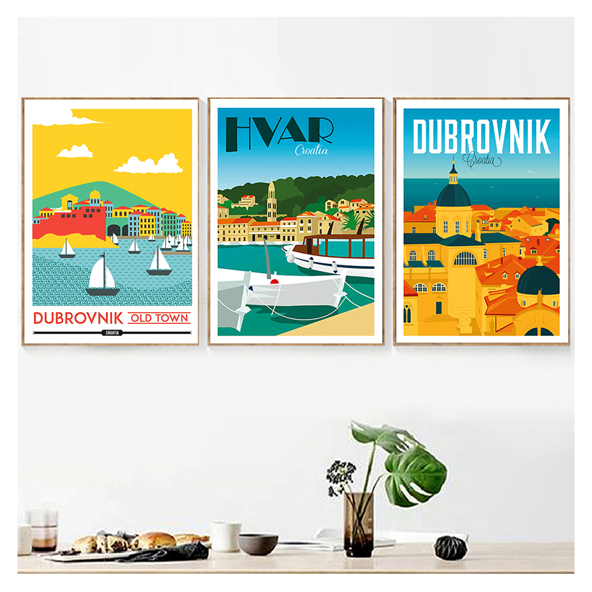 Travel Poster Canvas Painting  - Home Decor Zagreb 评论和价格