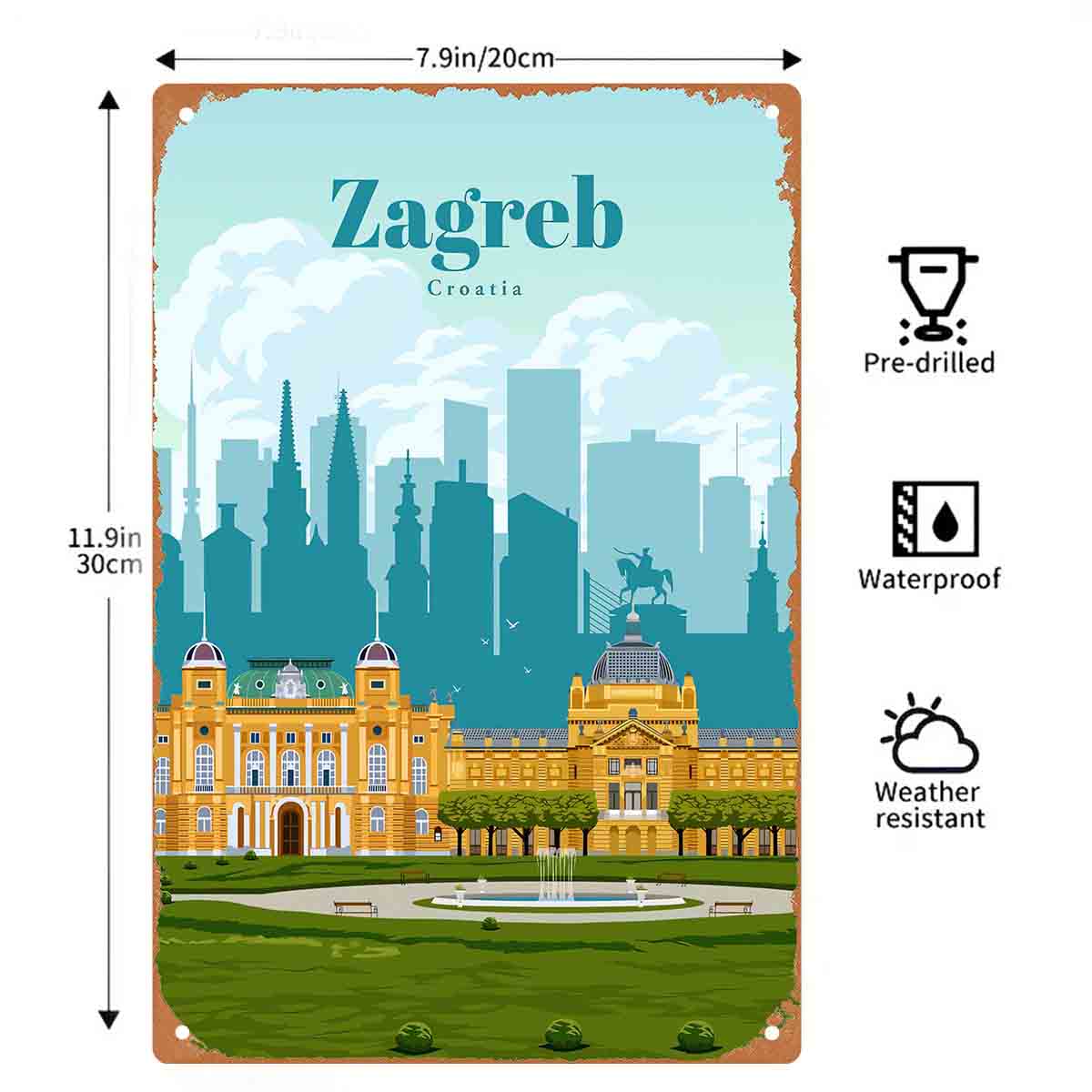 2D FLAT 1pc Zagreb Croatia Cit - Home Decor Zagreb 评论和价格