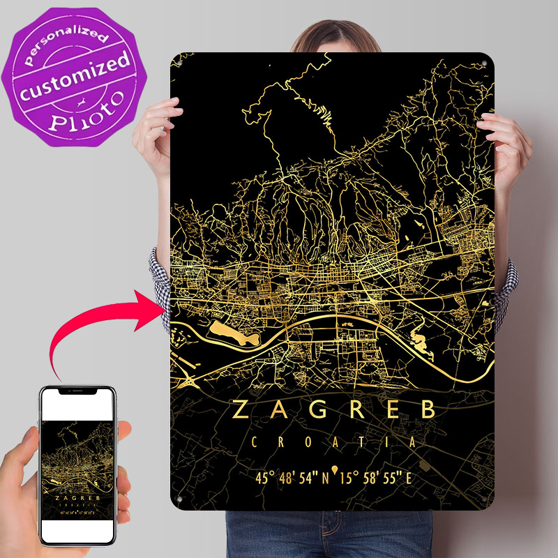ZAGREB MAP CROATIA 3D Texture  - Home Decor Zagreb 评论和价格