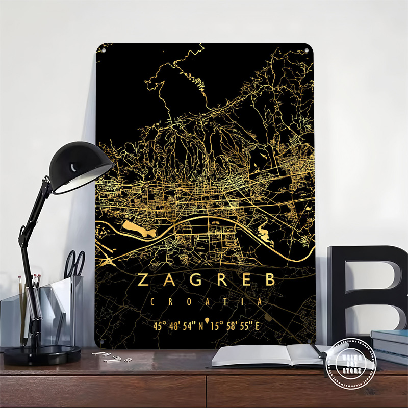 ZAGREB MAP CROATIA 3D Texture  - Home Decor Zagreb 评论和价格
