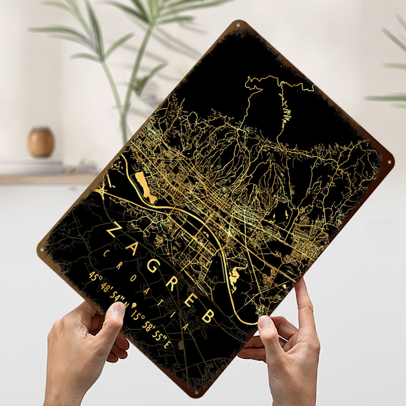 ZAGREB MAP CROATIA 3D Texture  - Home Decor Zagreb 评论和价格