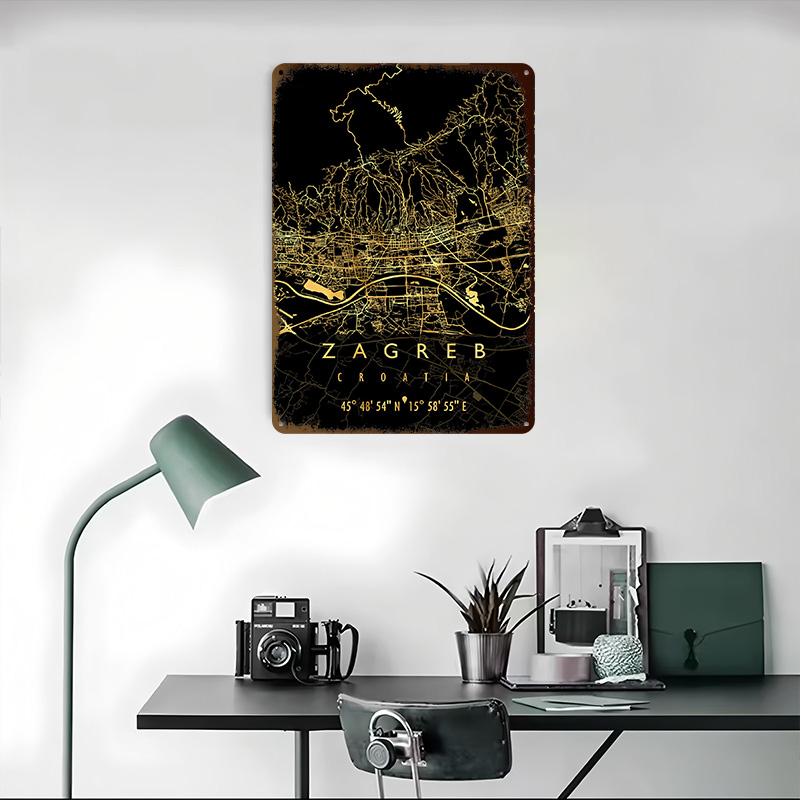 ZAGREB MAP CROATIA 3D Texture  - Home Decor Zagreb 评论和价格