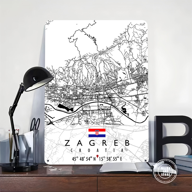 ZAGREB MAP CROATIA 3D Texture  - Home Decor Zagreb 评论和价格