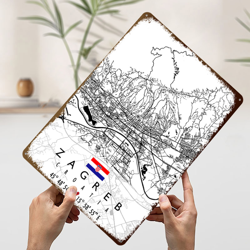 ZAGREB MAP CROATIA 3D Texture  - Home Decor Zagreb 评论和价格