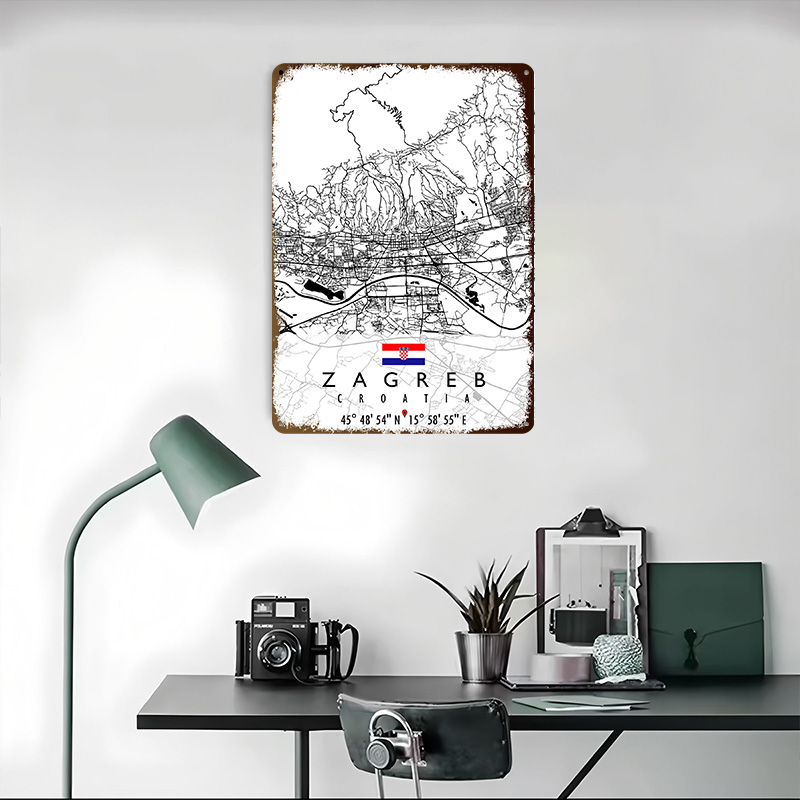 ZAGREB MAP CROATIA 3D Texture  - Home Decor Zagreb 评论和价格