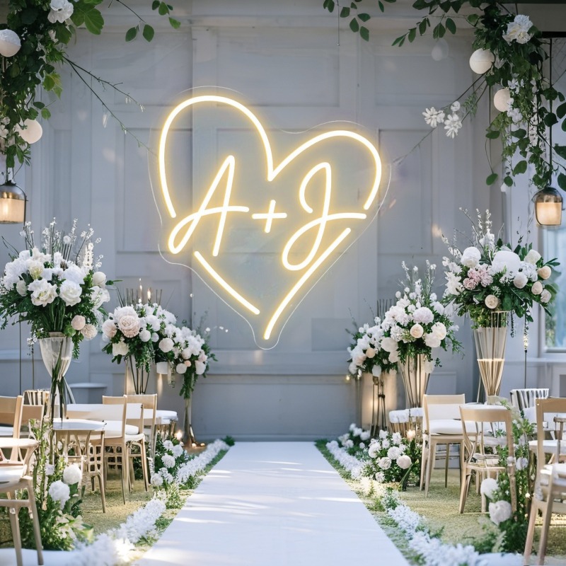 Custom Initials Heart LED Neon - Neon Sign Led Custom 评论和价格