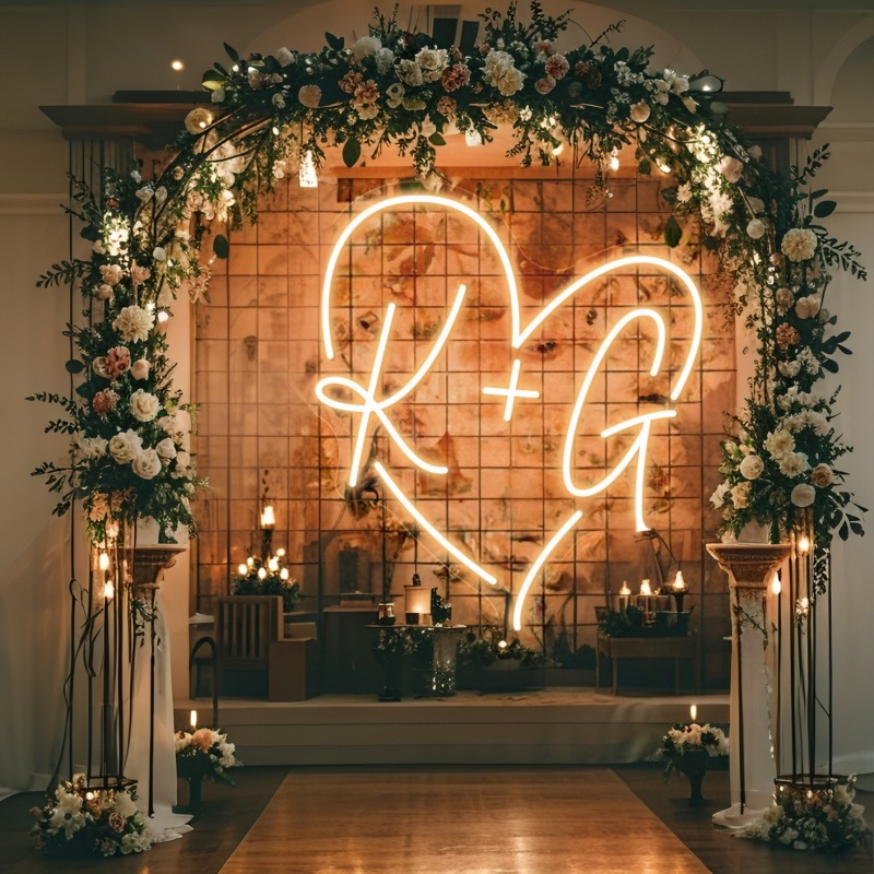 Custom Initials Heart LED Neon - Neon Sign Led Custom 评论和价格