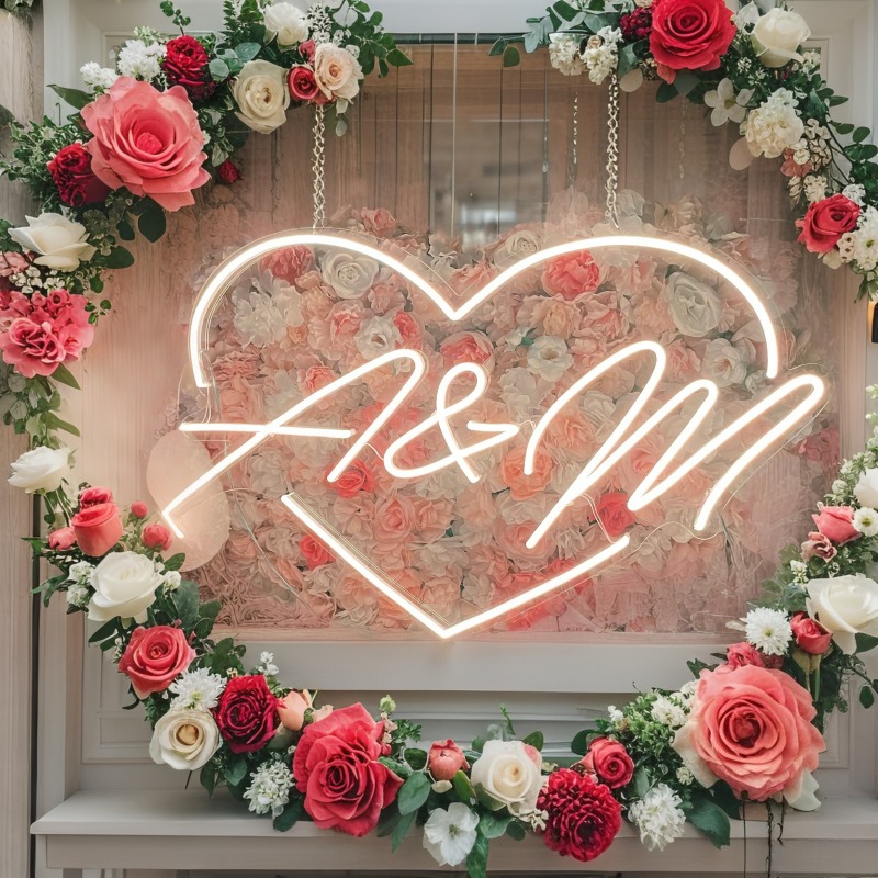 Custom Initials Heart LED Neon - Neon Sign Led Custom 评论和价格