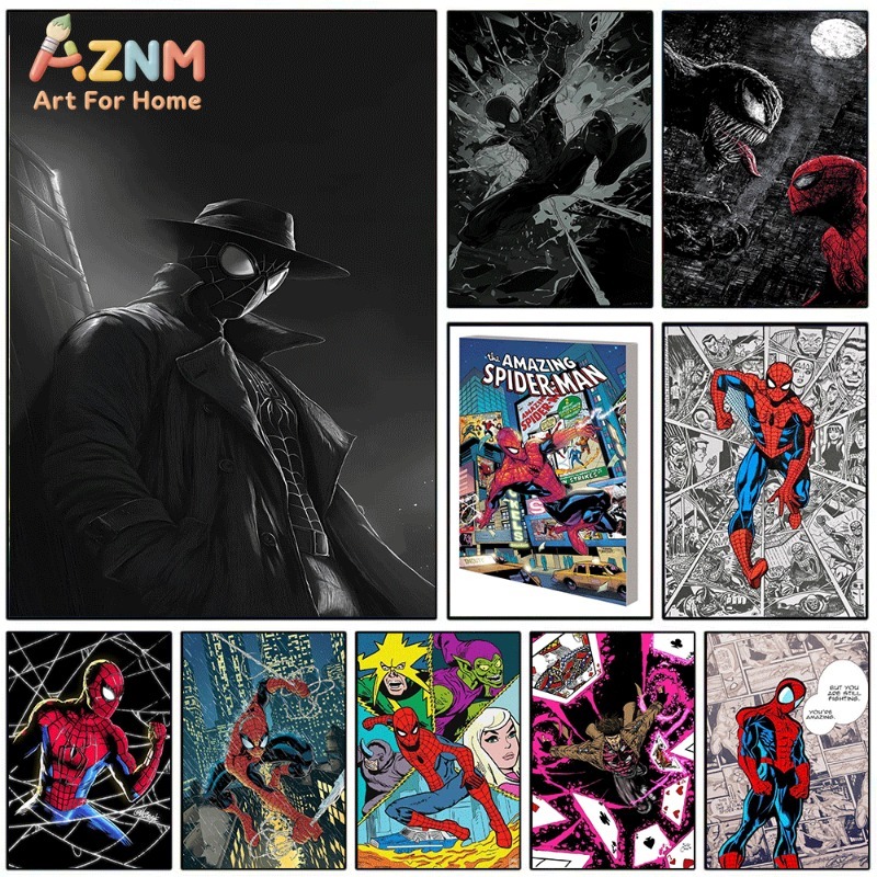 Noir Spider‑Man Dark Comic Sty - Home Decor Gothic 评论和价格