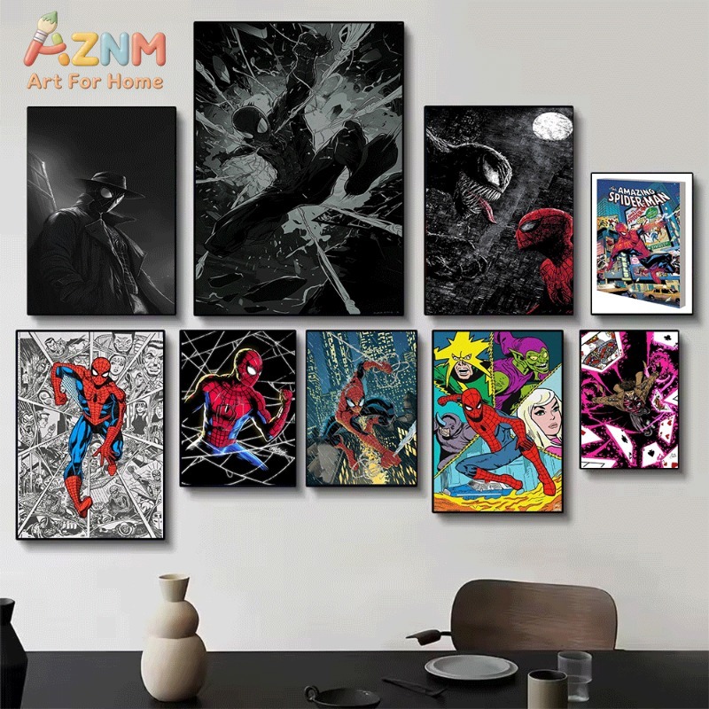 Noir Spider‑Man Dark Comic Sty - Home Decor Gothic 评论和价格