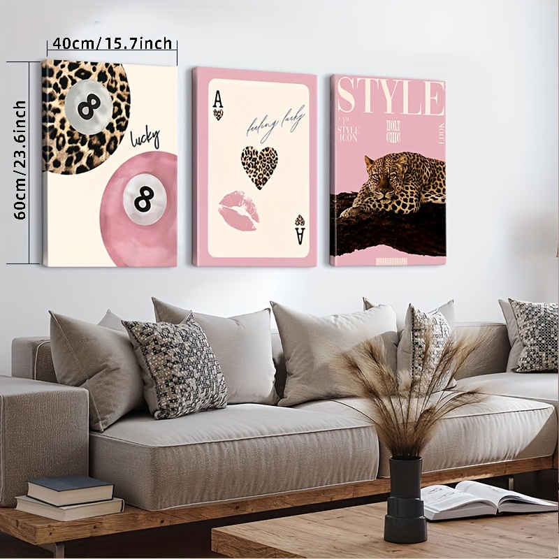 3pcs Leopard Cheetah Canvas Wa - Home Decor Brand 评论和价格