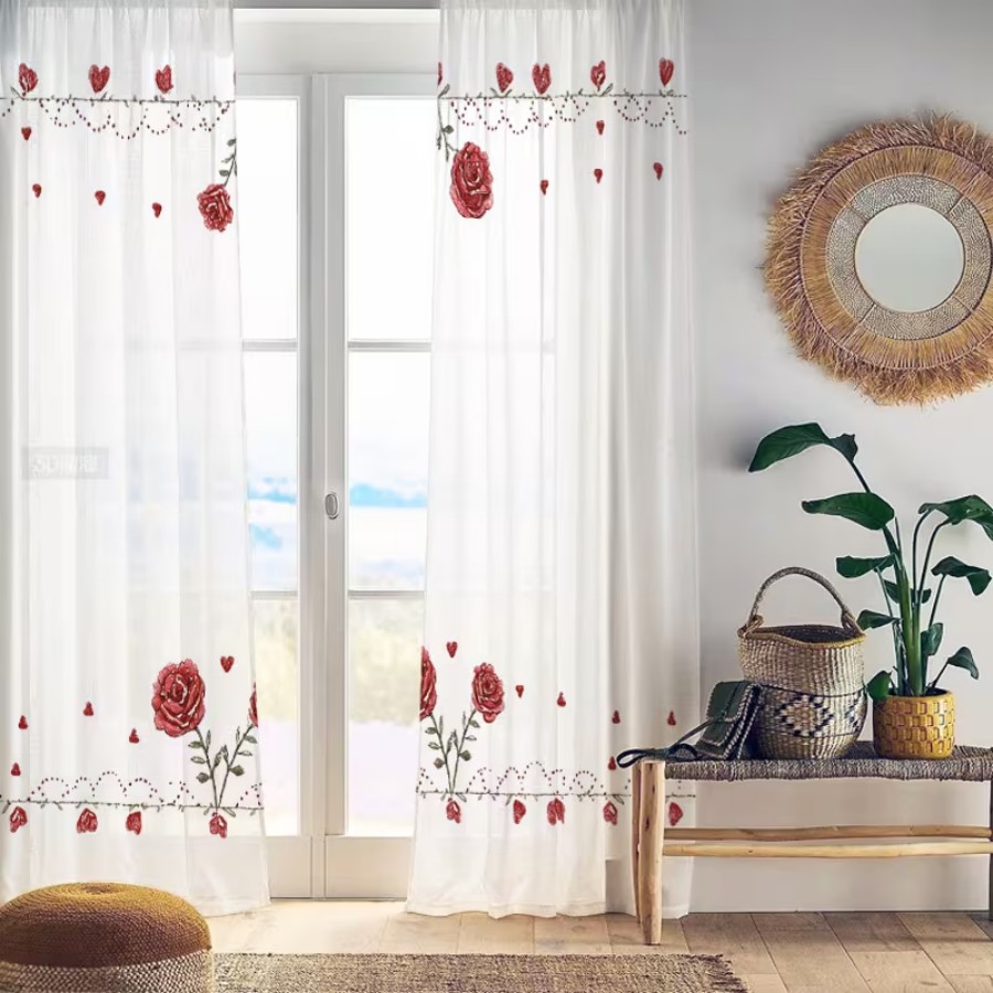 2PCS Digital Print Sheer Curta - Home Decor Gothic 评论和价格