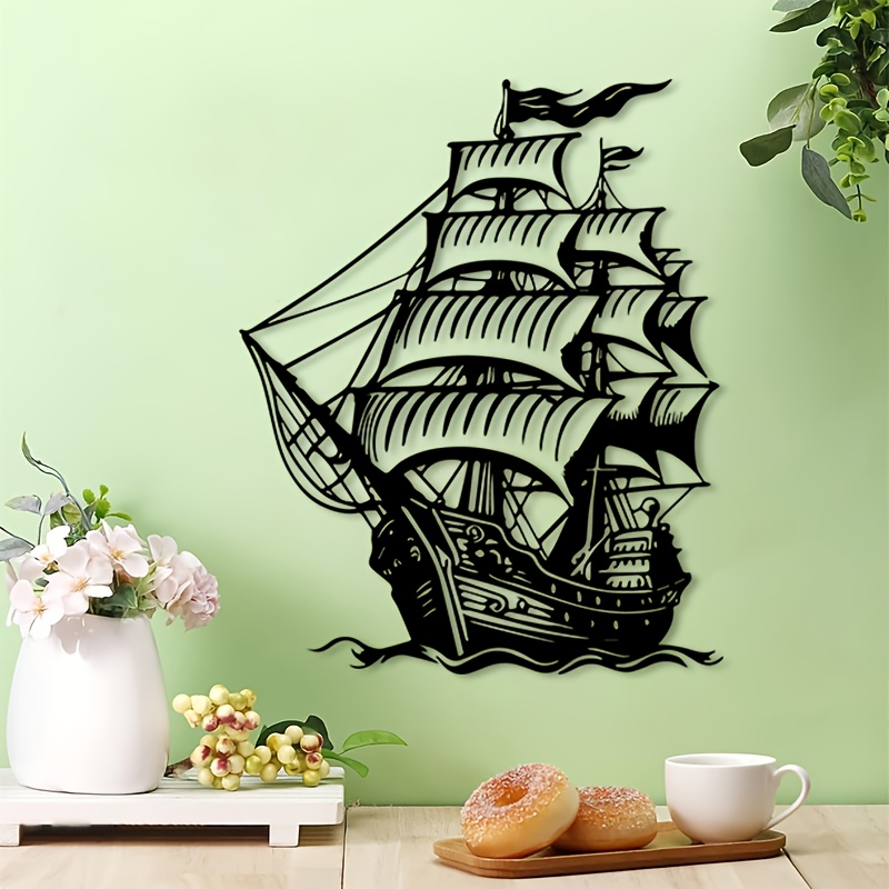 1pc Pirate Ship Metal Wall Art - Home Decor Nautical 评论和价格