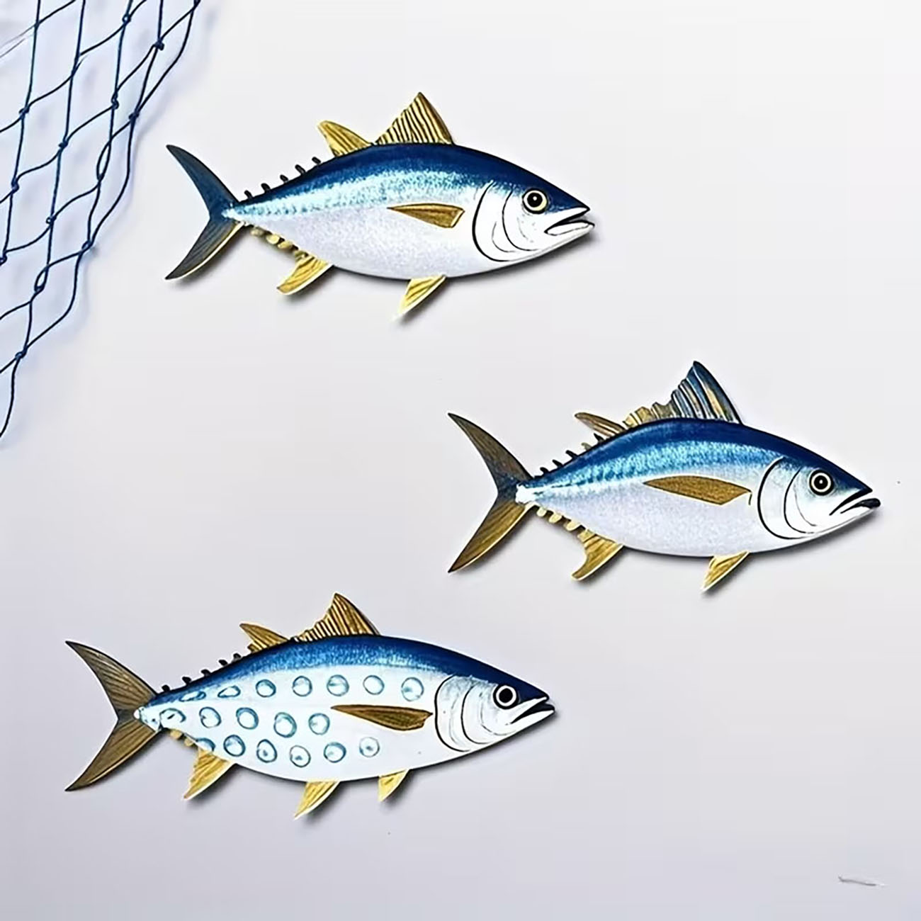 3 Pcs Wooden Tuna Fish Wall De - Home Decor Nautical 评论和价格
