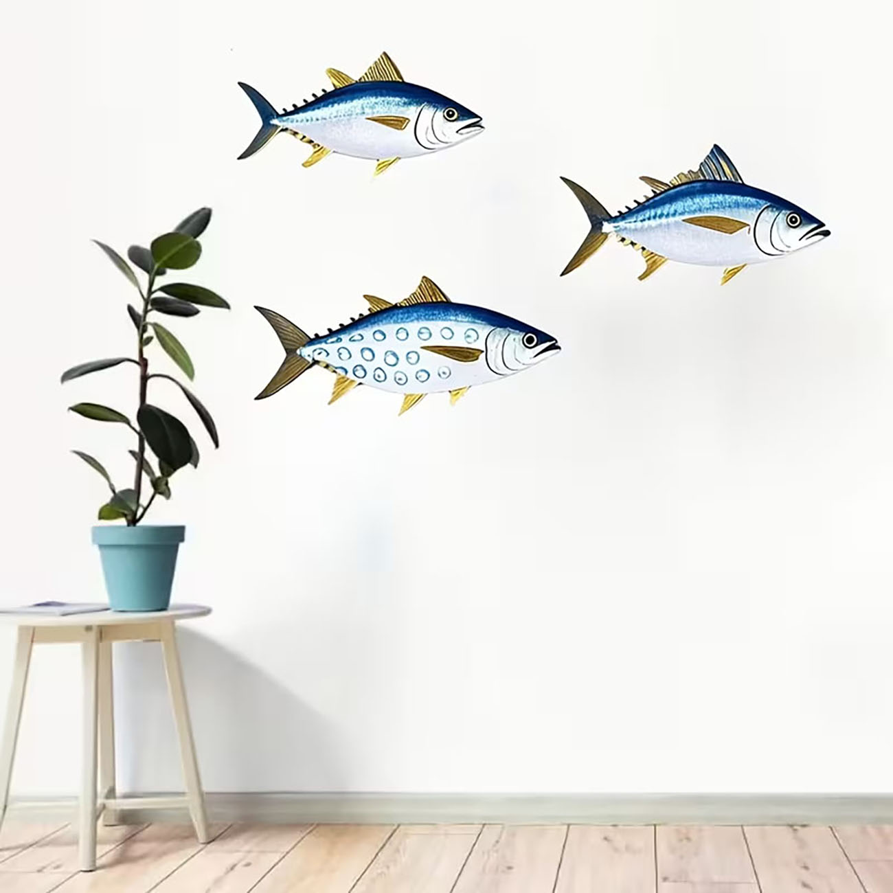 3 Pcs Wooden Tuna Fish Wall De - Home Decor Nautical 评论和价格