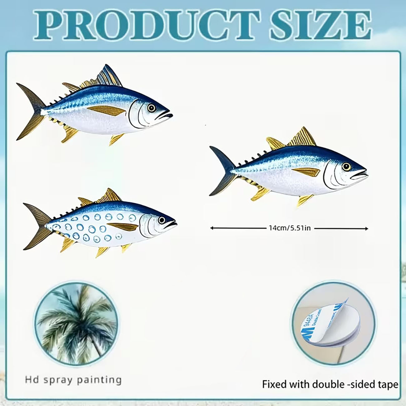 3 Pcs Wooden Tuna Fish Wall De - Home Decor Nautical 评论和价格
